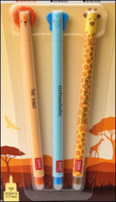 Set of 3 Erasable Gel Pens - Wild Savannah