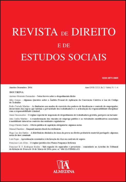 Revista de Direito e de Estudos Sociais, Janeiro-Dezembro 2016 - Ano LVII (XXIX da 2.ª Série) N 1-4