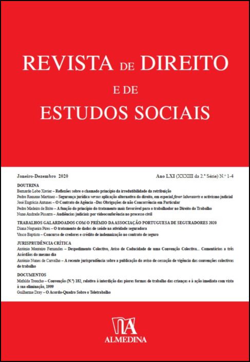 Revista de Direito e de Estudos Sociais, Janeiro-Dezembro 2020 - Ano LXI (XXXII da 2.ª Série) N 1-4