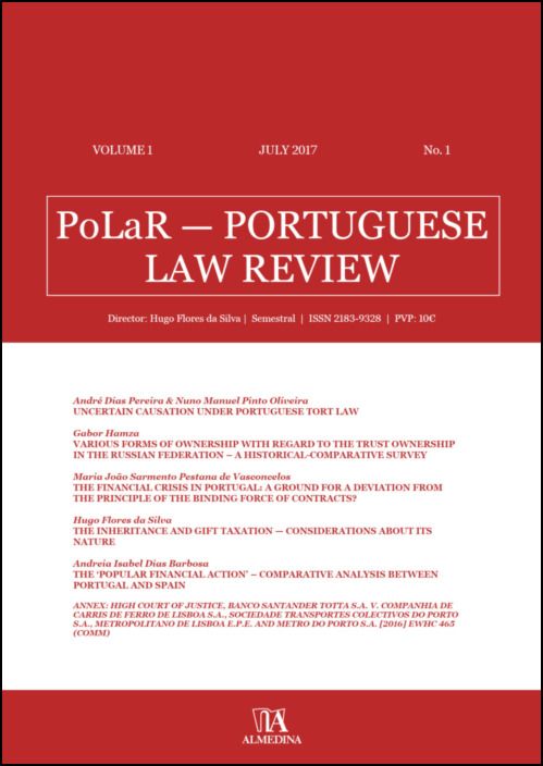 PoLaR Portuguese Law Review - vol. 1 - n.º 1
