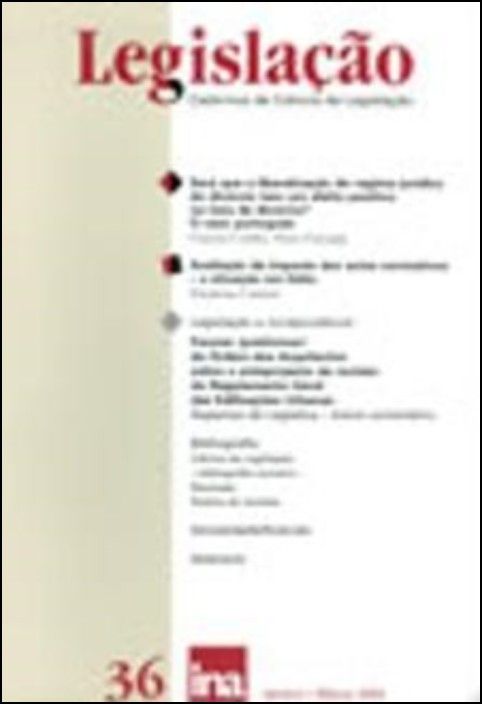 Legislação (Cadernos de Ciência de Legislação) n.º 36 - Janeiro - Março 2004