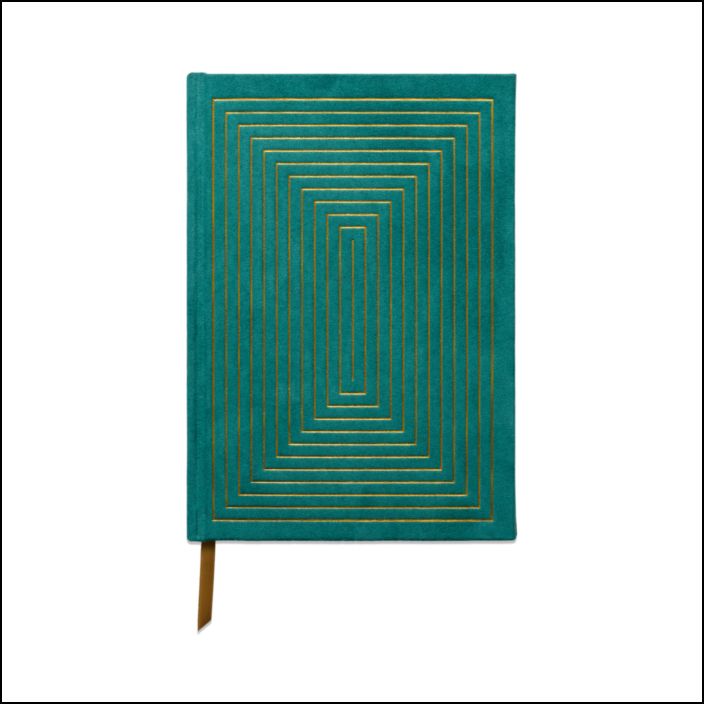 Suedette Hardcover Journal - Green - Linear Boxes