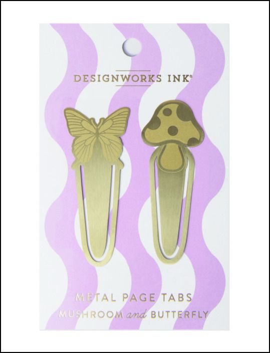 Brass Page Tabs - Mushrooms + Butterfly