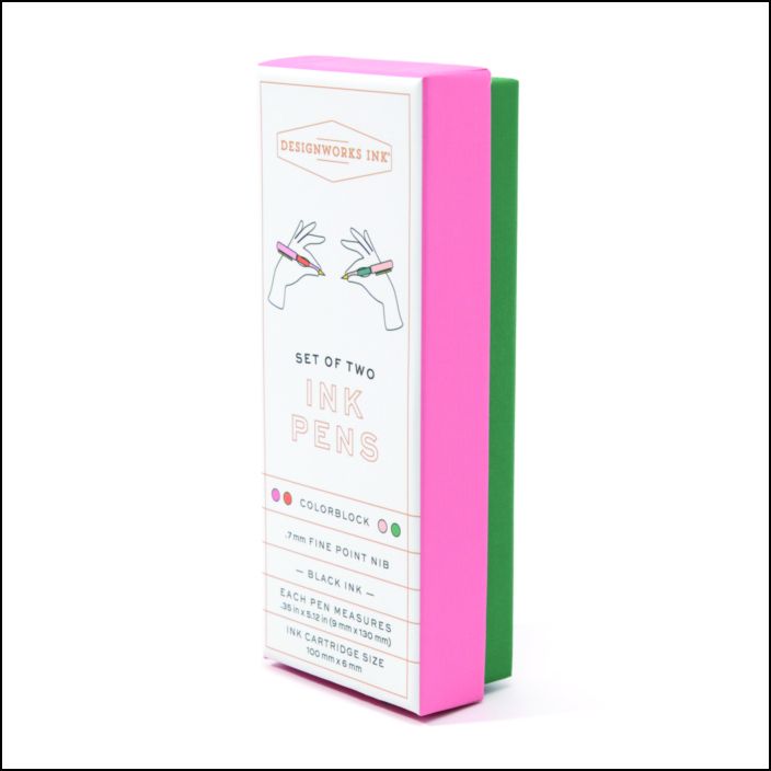 Colour Block Pens - Red Orange & Emerald (Set of 2)