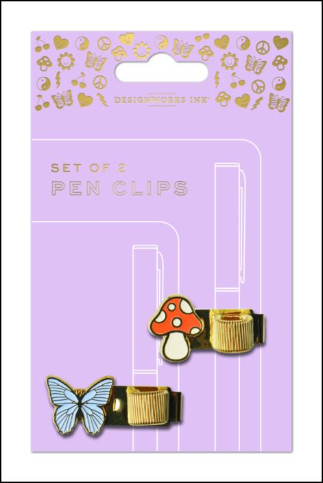 Pen Clips - Butterfly & Mushroom (Set of 2)