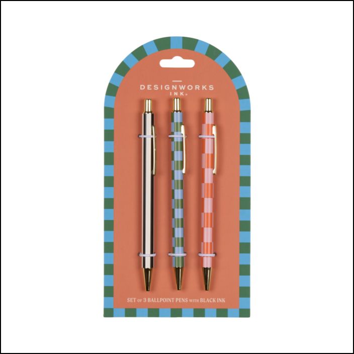 A Dopo Set of 3 Pens - Stripes & Checks