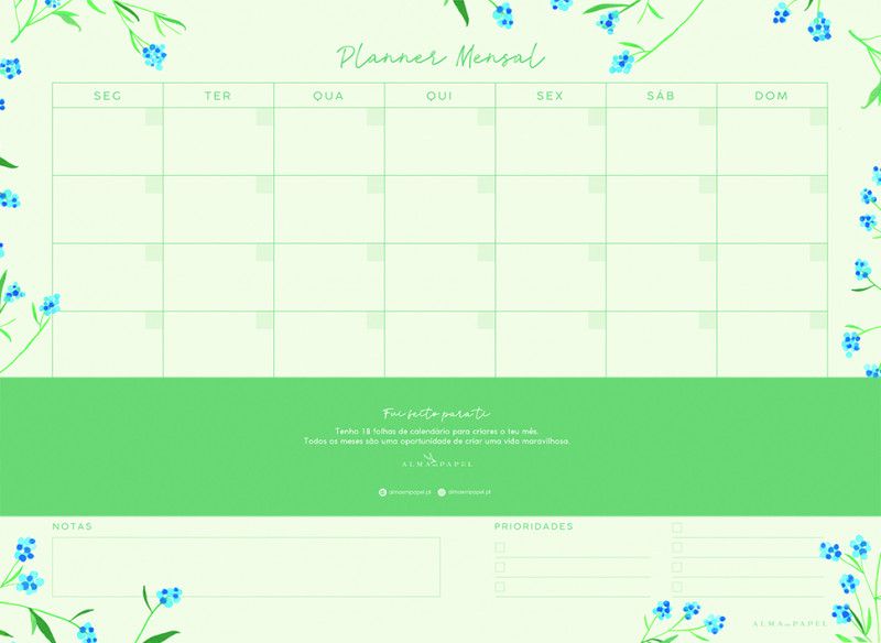 Planner Mensal Hortênsias