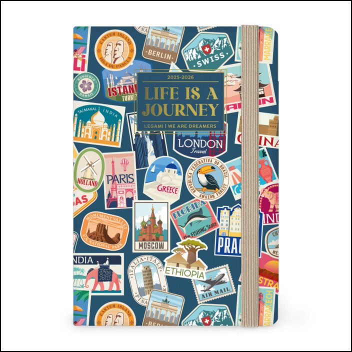 16-Month Diary - 2025/2026 - Medium Photo Weekly Diary - Travel Stickers