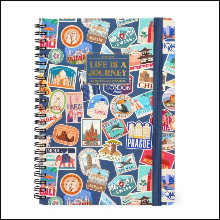 16-Month Diary - 2025/2026 - Large Weekly Spiral Bound Diary - Travel Stickers