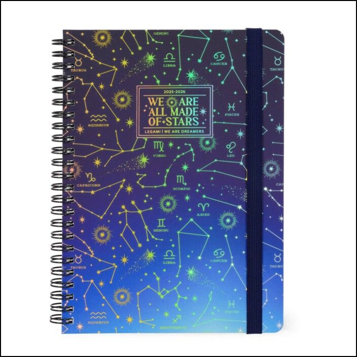 16-Month Diary - 2025/2026 - Large Weekly Spiral Bound Diary - Stars