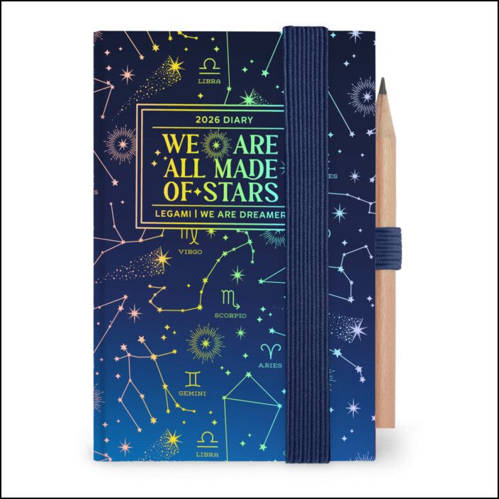 12-Month Diary - 2026 - Mini 2-Day Diary - Stars