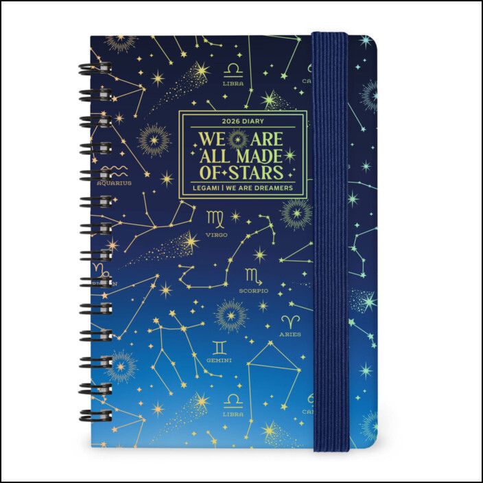 12-Month Diary - 2026 - Small Weekly Spiral Bound - Stars