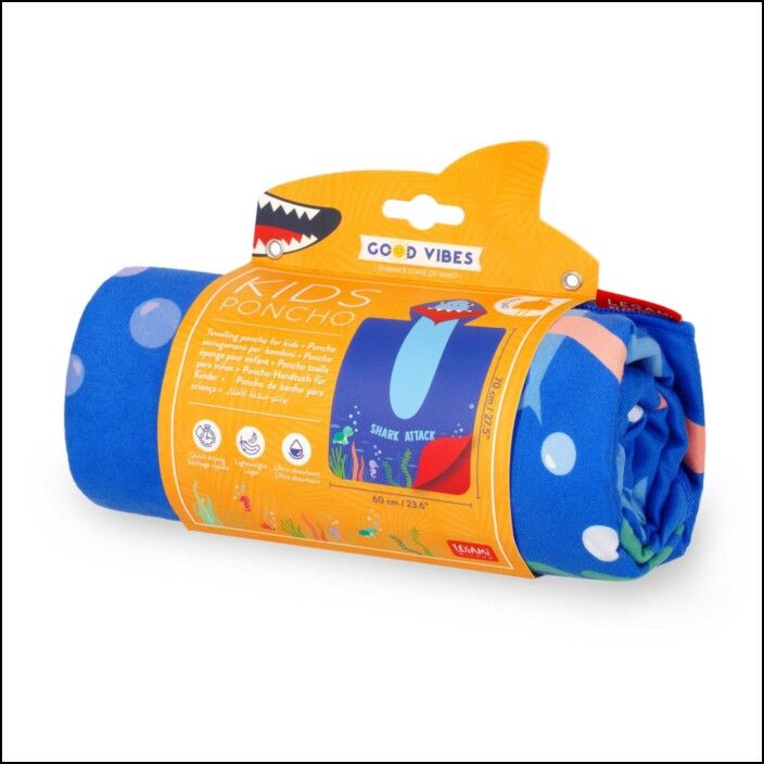 Towelling Poncho for Kids - Shark