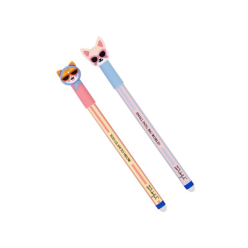 Conjunto de 2 Canetas Apagáveis Bo-Bo - Gato + Chihuahua