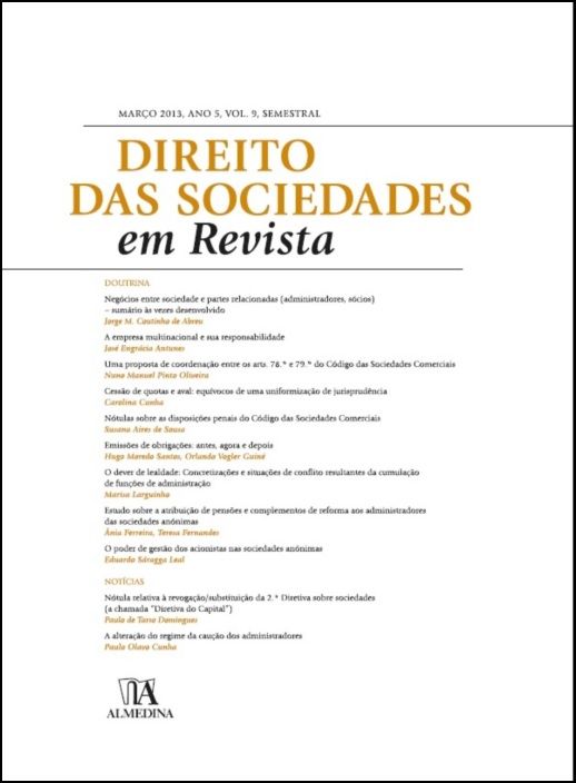 Direito das Sociedades em Revista - Vol. 9 - 2013