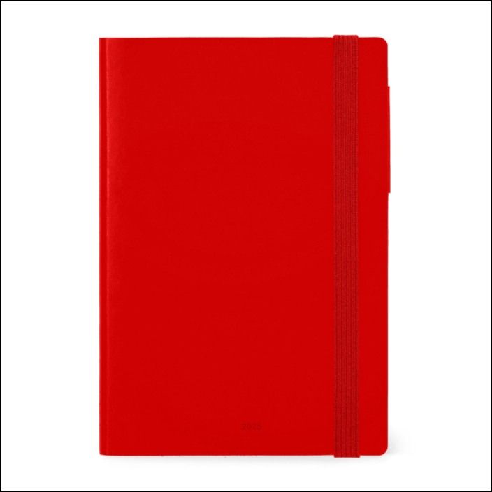 12-MONTH DIARY - 2025 - MEDIUM WEEKLY DIARY WITH NOTEBOOK - RADIANT RED
