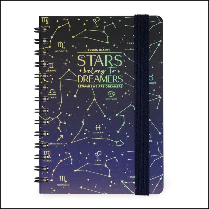 12-MONTH DIARY - 2025 - SMALL WEEKLY SPIRAL BOUND DIARY - STARS