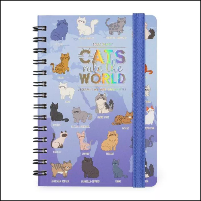 12-MONTH DIARY - 2025 - SMALL WEEKLY SPIRAL BOUND DIARY - KITTY