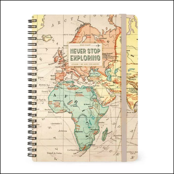 12-MONTH DIARY - 2025 - LARGE WEEKLY SPIRAL BOUND DIARY - TRAVEL
