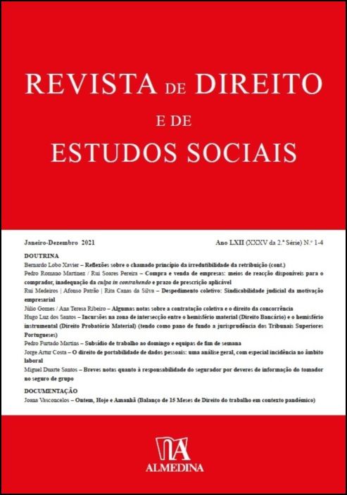 Revista de Direito e de Estudos Sociais, Janeiro/Dezembro - Ano 2021 N 1-4