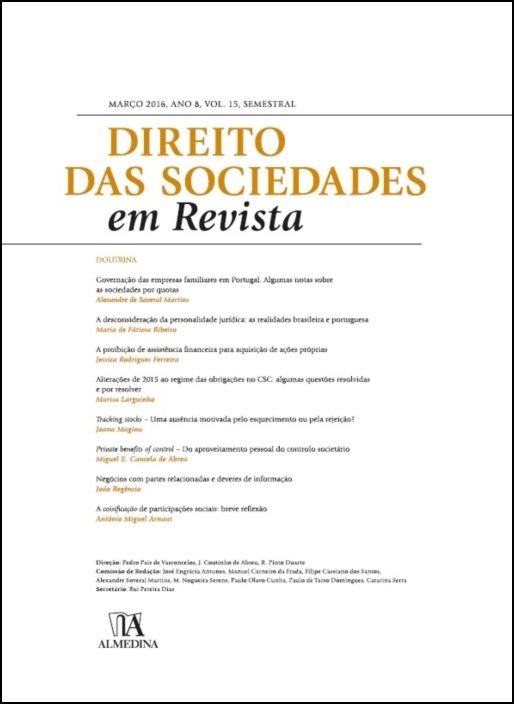 Direito das Sociedades em Revista - Vol. 15 - 2016