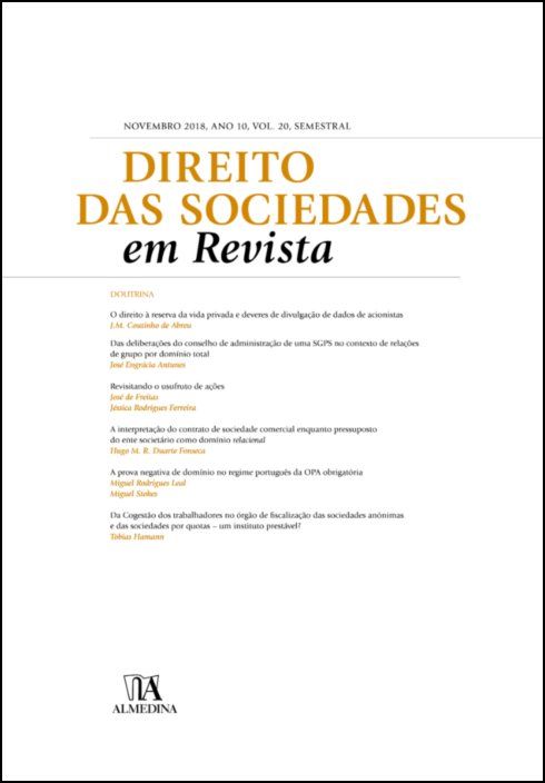 Direito das Sociedades em Revista - Vol. 20 - 2018