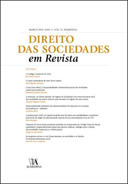 Direito das Sociedades em Revista - Vol. 21 - 2019